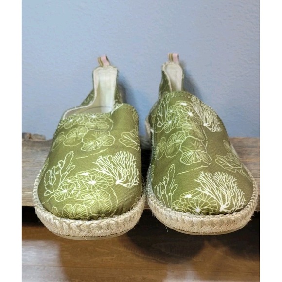 Vionic Beach Laguna Coral Espadrilles Loafers 7.5 Green Seaweed Print Canvas - Picture 4 of 7